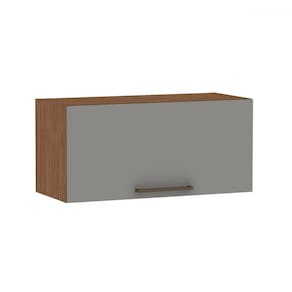 Armário Aéreo de Cozinha Conecta 1 Porta Basculante Ebano Fosco/Marrom Claro - Genialflex