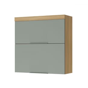 Armário Aéreo Cozinha 80 Cm Marquesa 2 Portas 100% Mdf Natural/Verde - Nesher