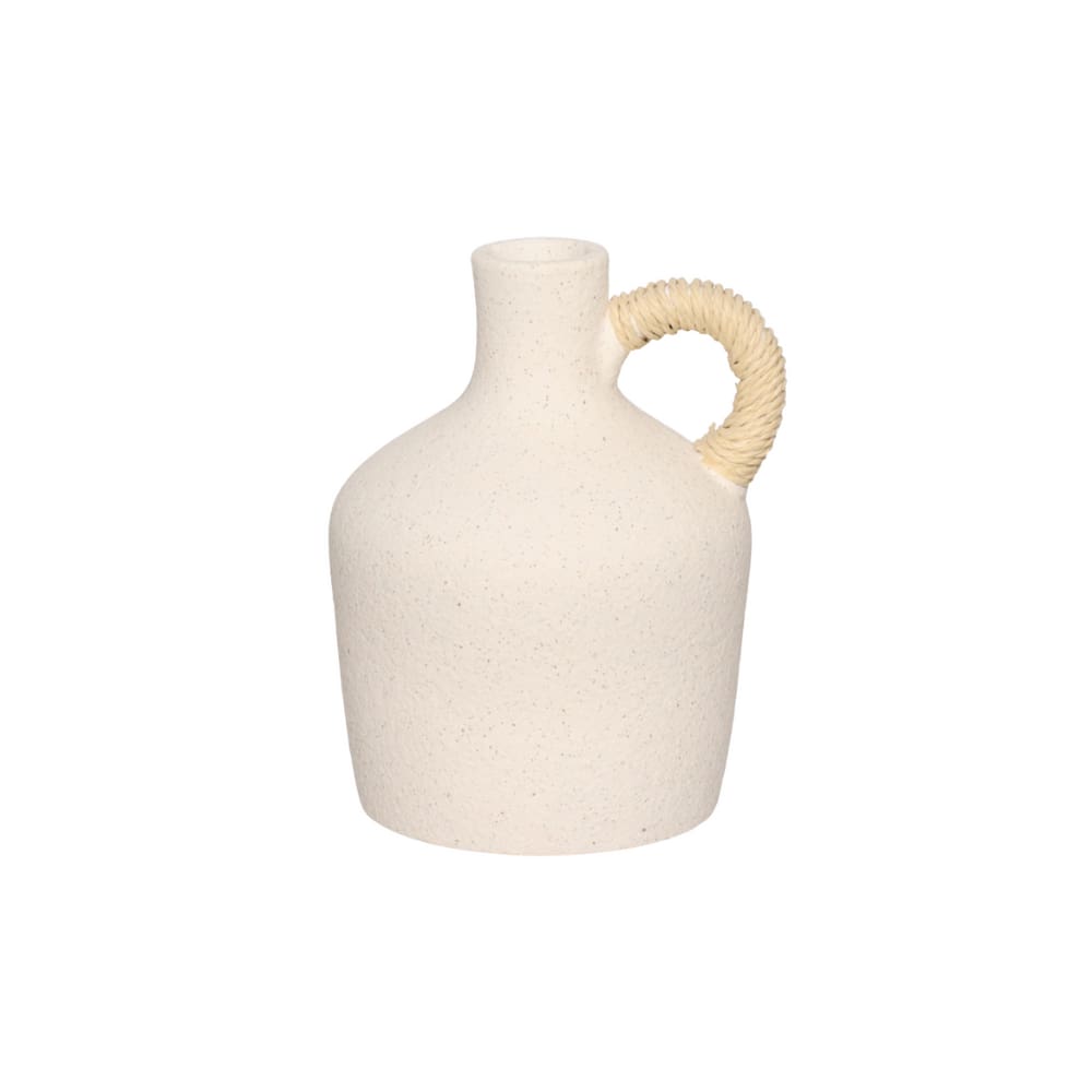 Vaso Em Cerâmica Com Sisal Mikonos Branco 11x14cm Haüskraft