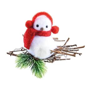 Enfeite Pendurar Passaro No Galho Bco/Vrm 12Cm C/1 Un Natal