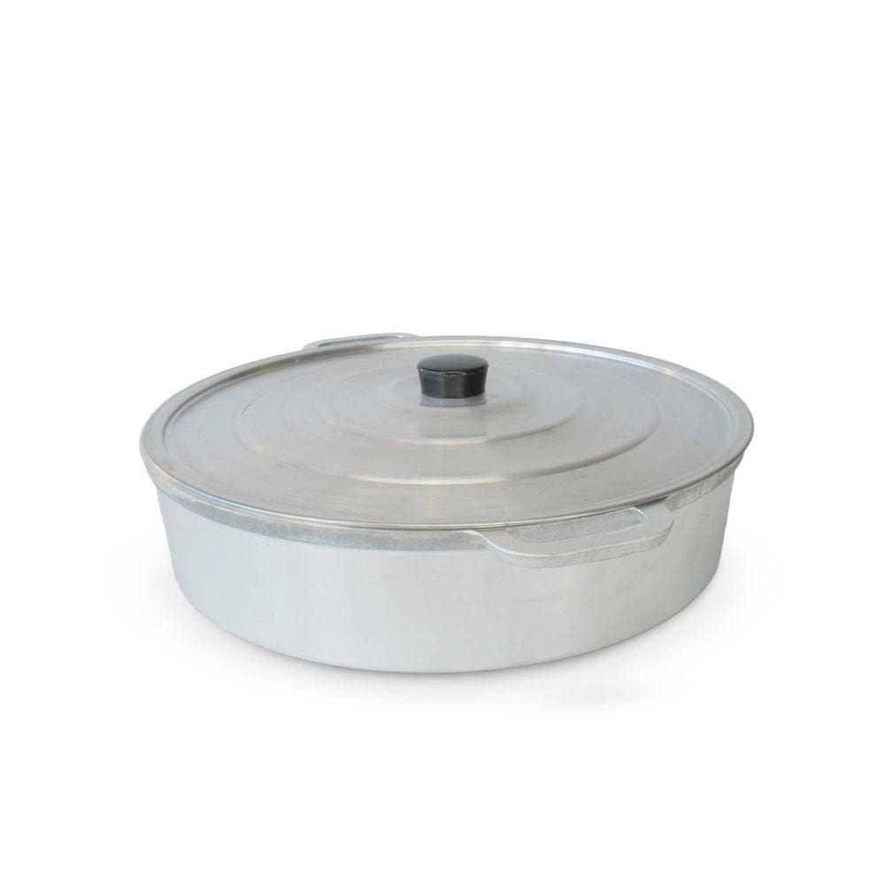 Paejeira Paellera Fundida Alumínio Batido Grosso Com Tampa 34cm - Polida