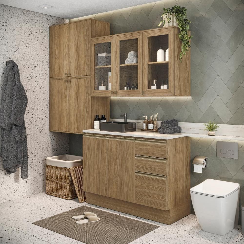 Conjunto Para Banheiro Kappesberg Celeste 4 Peças Nogueira 200cm