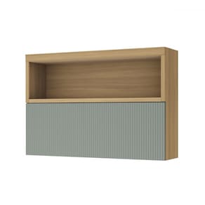 Armário Aéreo Cozinha 120 Cm Marquesa 1 Porta Ripado 100% Mdf Natural/Verde - Nesher