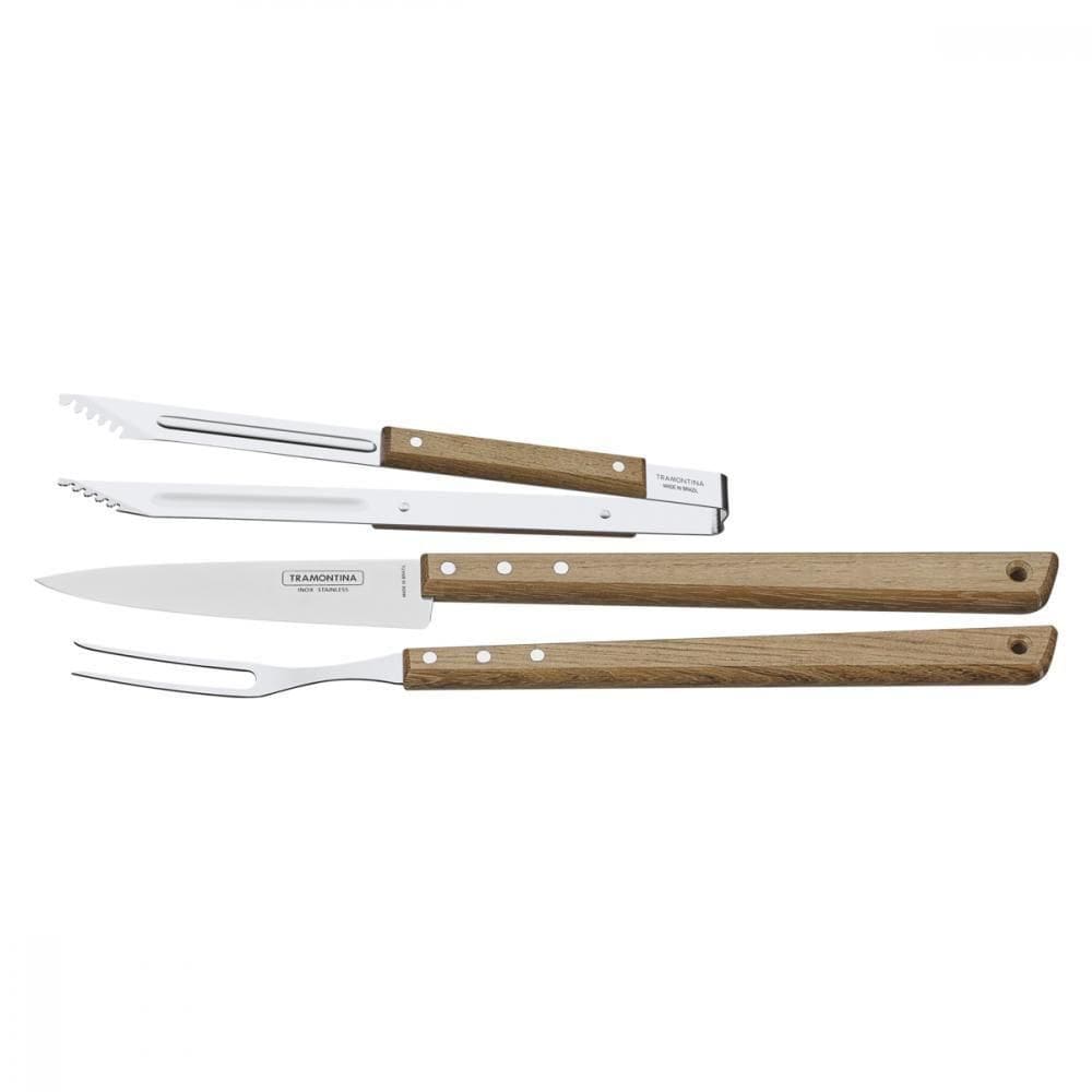 Kit para Churrasco Tramontina em Aço Inox e Madeira Pegador