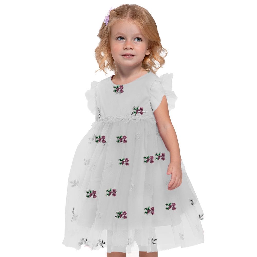 Vestido Infantil Menina Branco Flor Luxo Trick Nick 1 ao 10