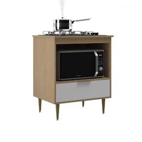 Balcão de Cozinha Perola 50,2 cm 1 Gaveta Nogal/Branco - Deibe Móveis