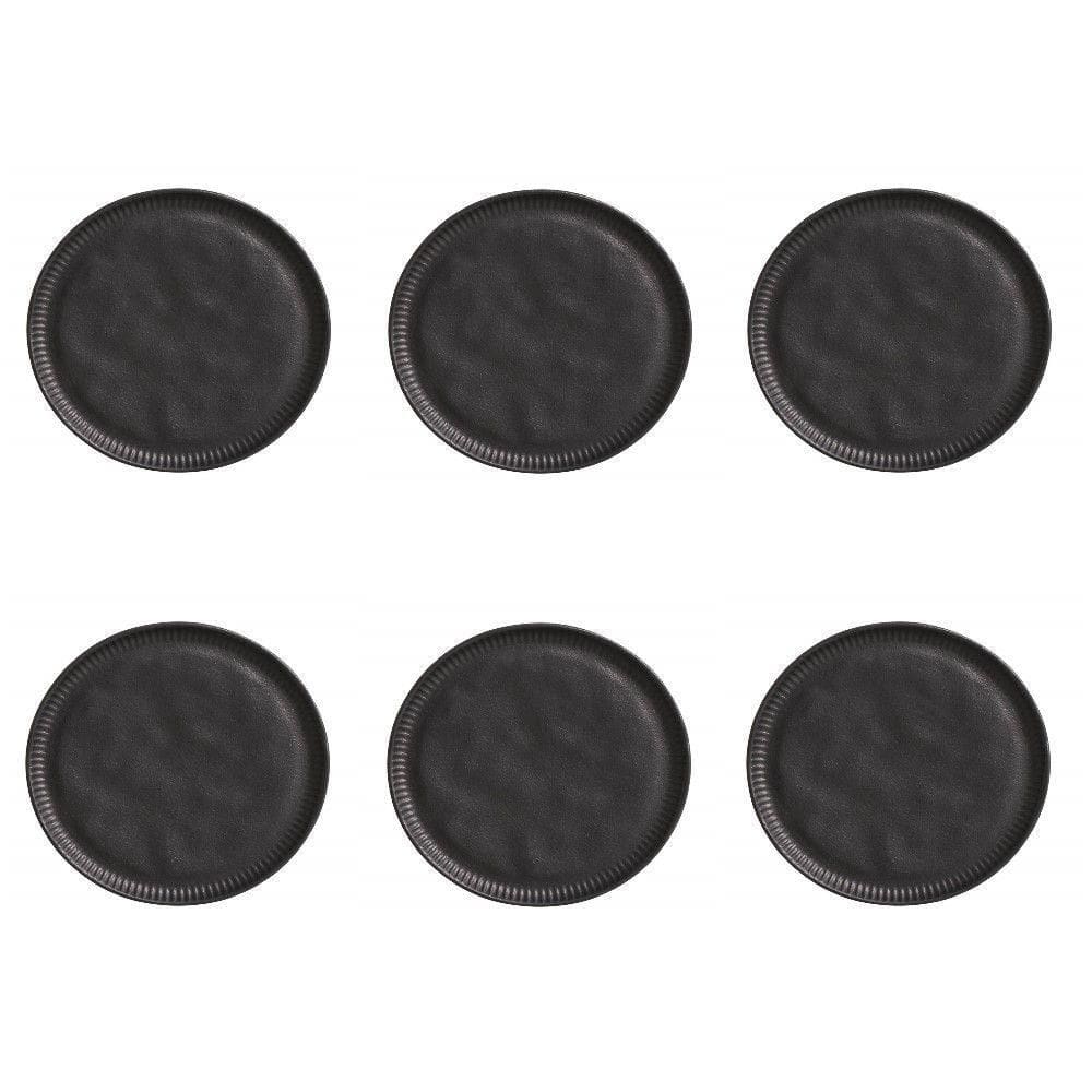 Conjunto De Pratos De Sobremesa 06 Peças Linhas Preto Matte Porto Brasil