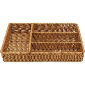 Porta Talheres Com 4 Divisoes Plástico 6x25x34cm Natural
