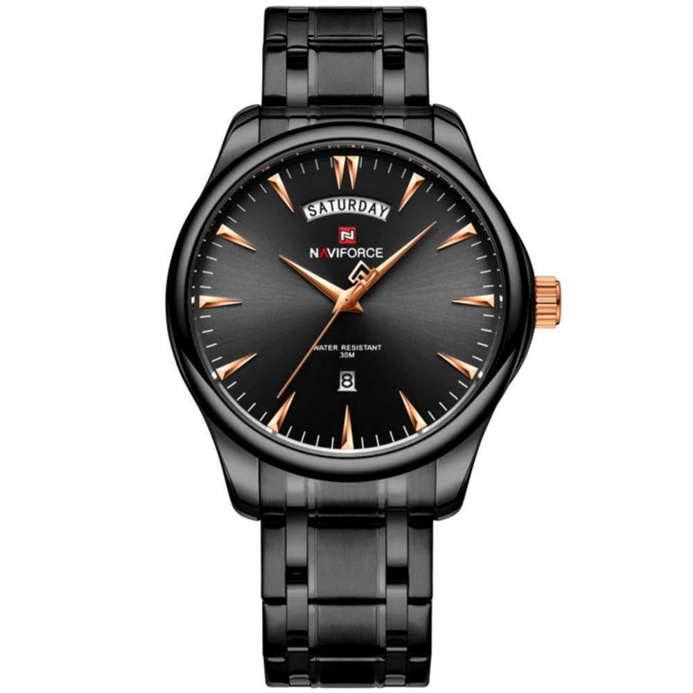 Relógio Masculino De Luxo Em Aço Inoxidável Quartzo Preto