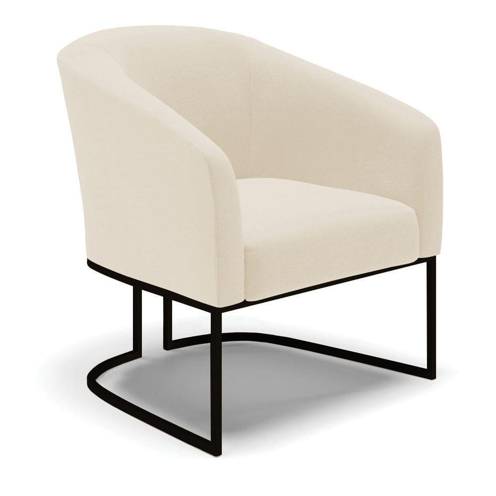 Cadeira Sala De Jantar Base Industrial Preto Stella Linho D03 - D`rossi Cor Bege