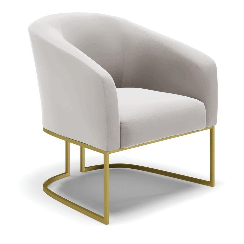 Cadeira Sala De Jantar Base Industrial Dourado Stella Veludo D03 - D`rossi Cor Cinza