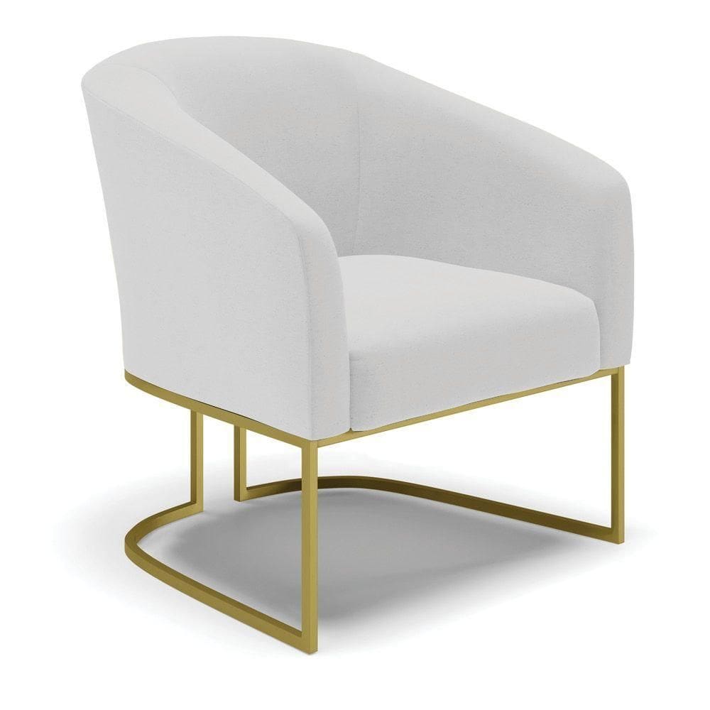 Cadeira Sala De Jantar Base Industrial Dourado Stella Linho D03 - D`rossi Cor Cinza