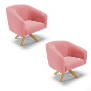 Cadeira Sala De Jantar Giratória Ma30 Kit 2 Stella Suede D03 - D`rossi Cor Rose