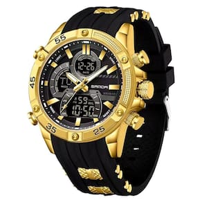 Relógio De Pulso Impermeável Masculino Esportivo De Quartzo Preto Dourado