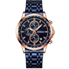 Relógio Analogico Masculino Impermeável De Quartzo Luminoso Esportivo Azul Dourado