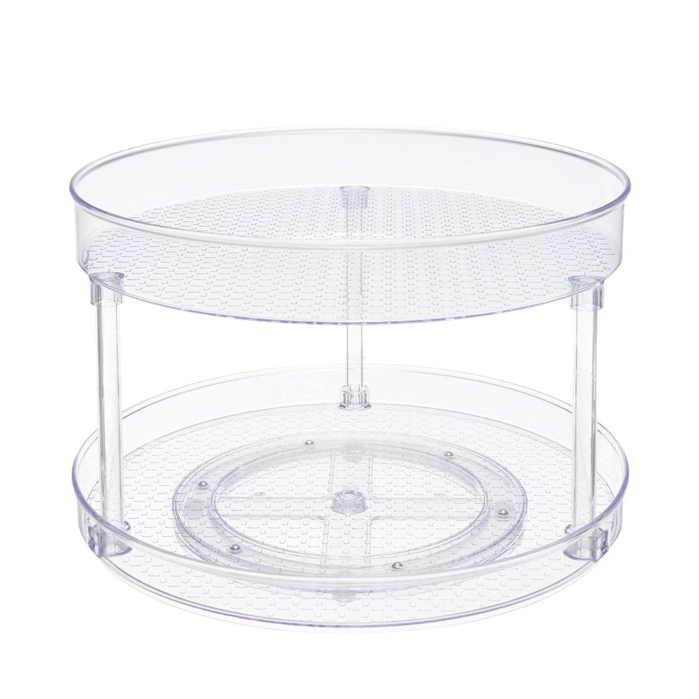 Organizador de mesa giratória Lazy Susan Amazon Basics 2 níveis Clear