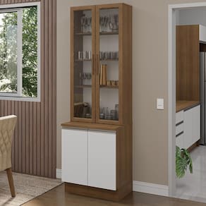 Kit Balcão + Cristaleira 70cm Rustic/Branco Glamy Madesa 01