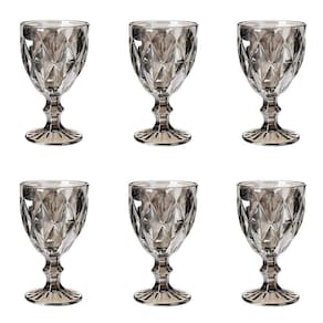 Conjunto De Taças De Vidro Para água 6 Peças 325 Ml Diamonds Cinza Metalizado Lyor