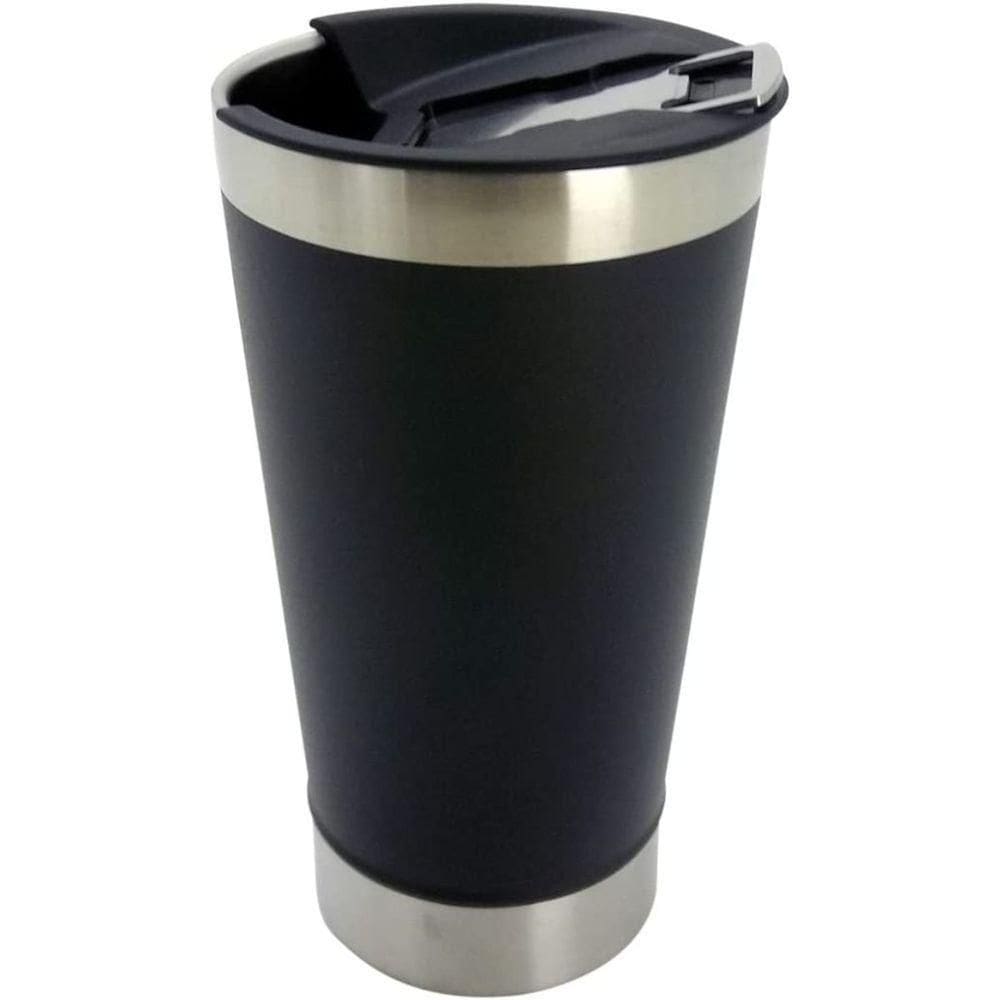 Copo Térmico Com Tampa Inox Preto Para Cerveja