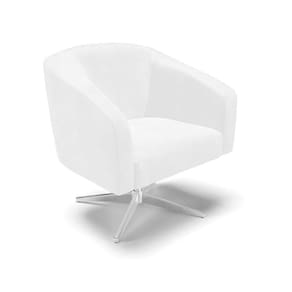 Cadeira Sala De Jantar Giratória Base Cromada Stella Sintético Pu D03 - D`rossi Cor Branco