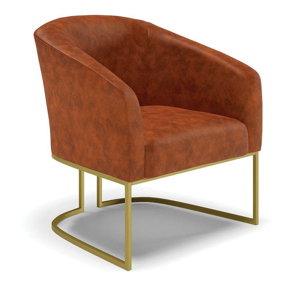 Cadeira Sala De Jantar Base Industrial Dourado Stella Sintético Pu D03 - D`rossi Cor Nozes