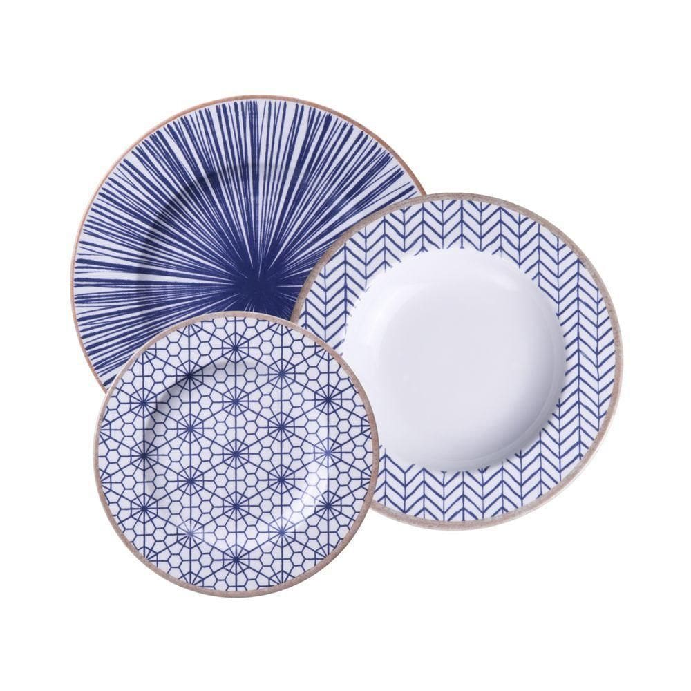 Jogo De Pratos Tramontina Abstratta Em Porcelana Decorada 12 Peças