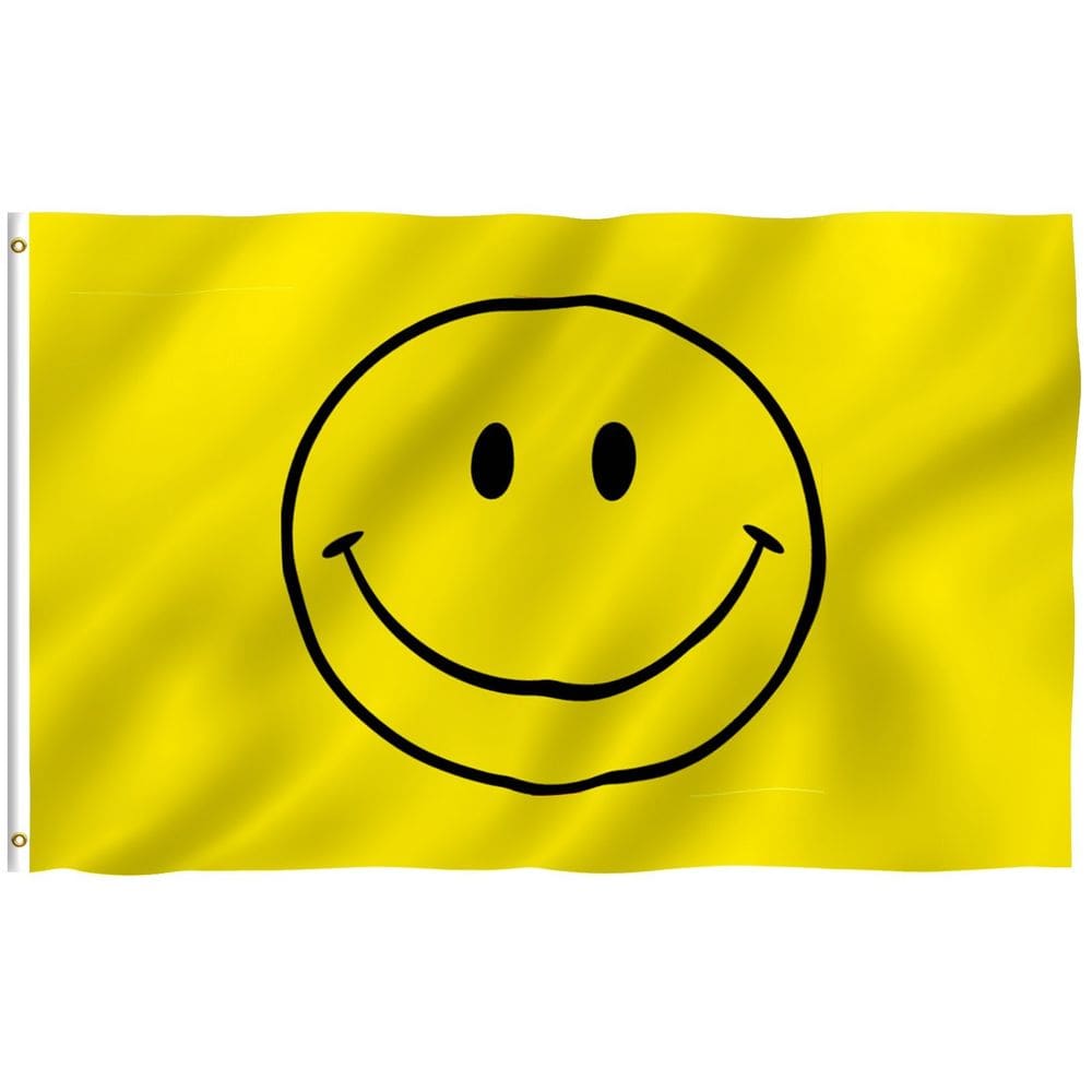Bandeira Anley Fly Breeze Amarela Happy Face 90x150cm Poliéster