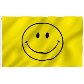 Bandeira Anley Fly Breeze Amarela Happy Face 90x150cm Poliéster