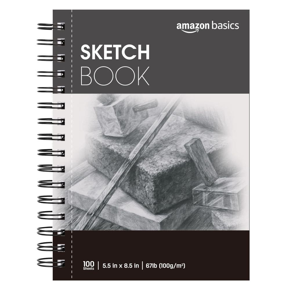 Bloco de desenho Amazon Basics 100 folhas, 5,5 x 8,5 polegadas, 100 g/m², branco