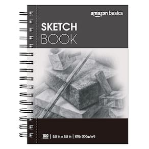Bloco de desenho Amazon Basics 100 folhas, 5,5 x 8,5 polegadas, 100 g/m², branco