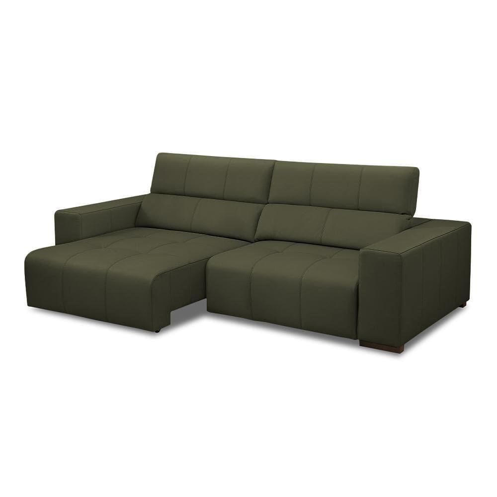 Sofá Decorativo Barbosa 5 Lugares Sala De Estar 290cm Reclinável E Retrátil Couro Fendi