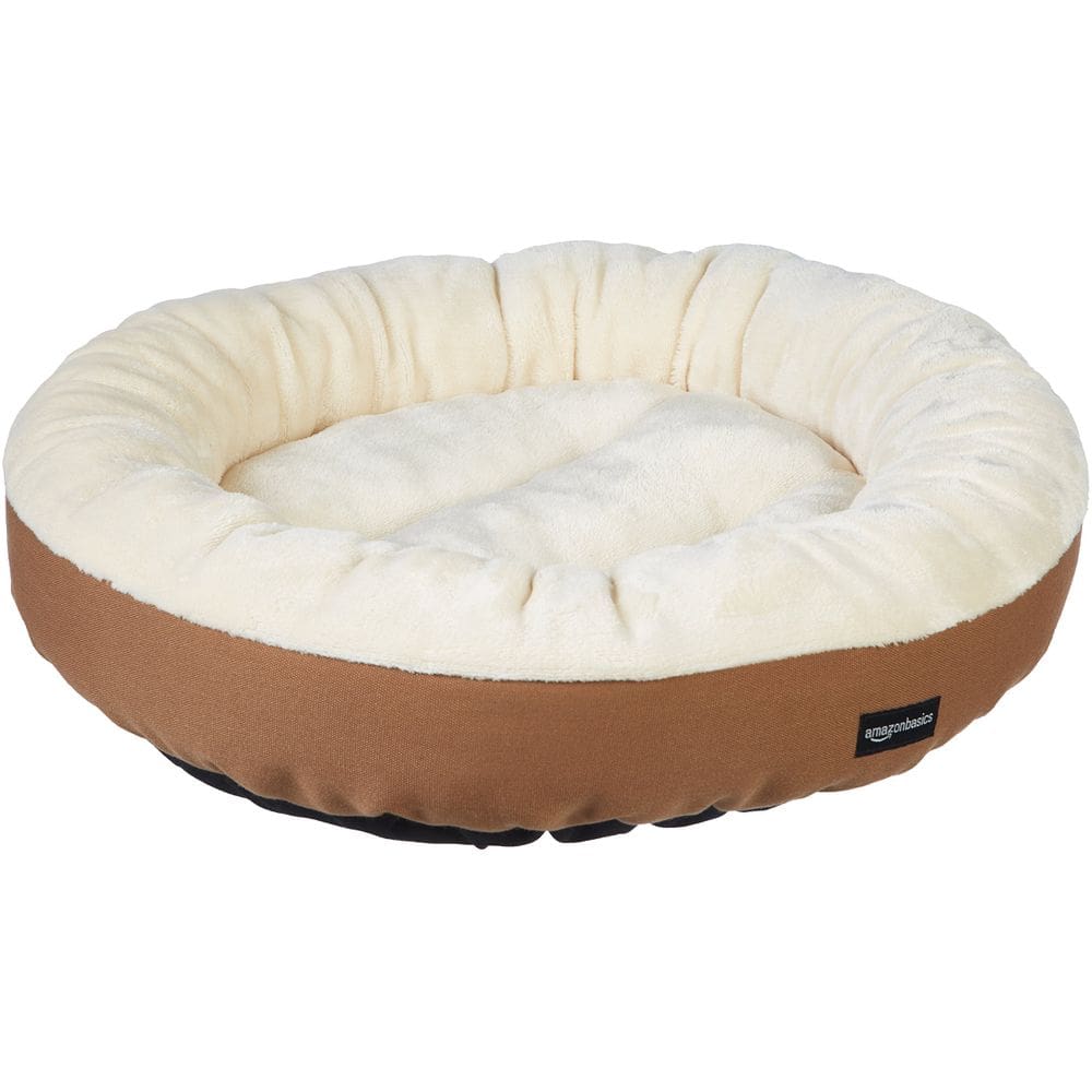 Cama para animais de estimação Amazon Basics, almofada redonda para cães ou gatos de 20 cm