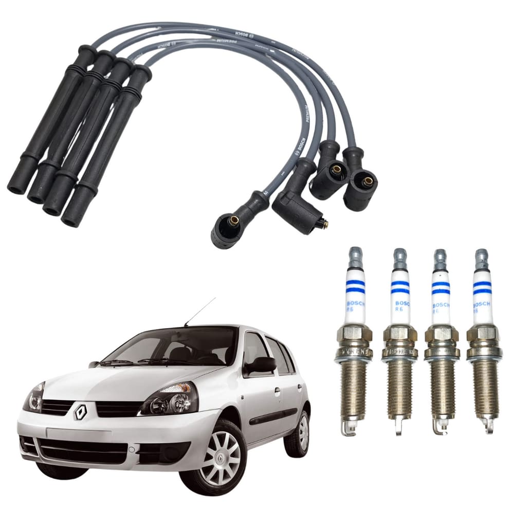 Cabo De Ignição + Vela De Ignição Da Bosch Renault Clio 1.0 2005 A 2012
