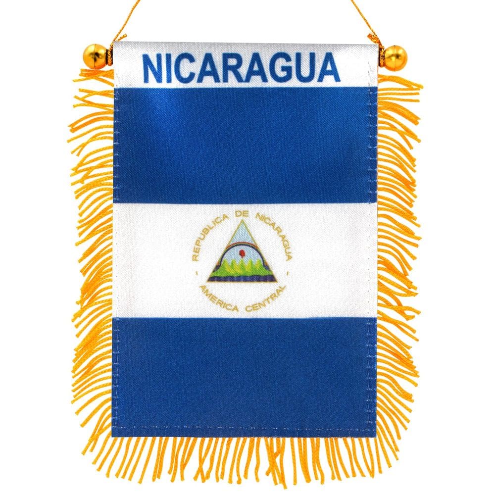 Bandeira pendurada na janela Anley Nicaragua com franjas 10x15cm