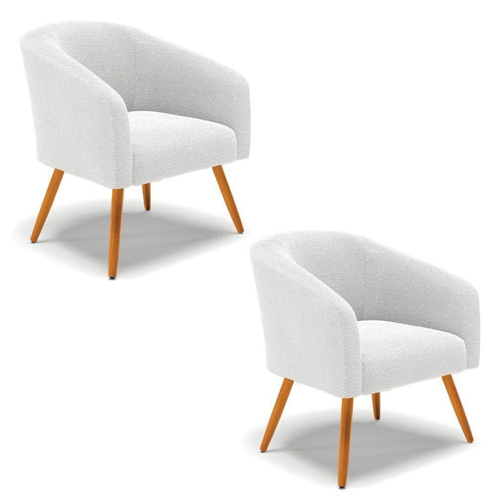 Cadeira Sala De Jantar Pé Palito Castanho Kit 2 Stella Bouclê D03 - D`rossi Cor Off White