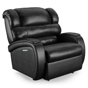 Poltrona Papai Reclinável Napoli Elétrica Botão Led Massagem Pu Brilho Fh1 Preto