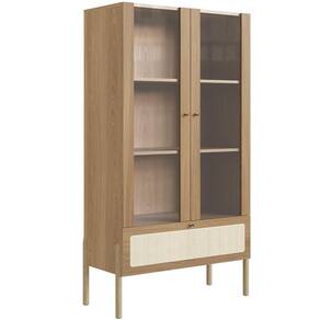 Cristaleira Para Sala De Jantar 2 Portas Pés Madeira Moss A03 Hanover Roble