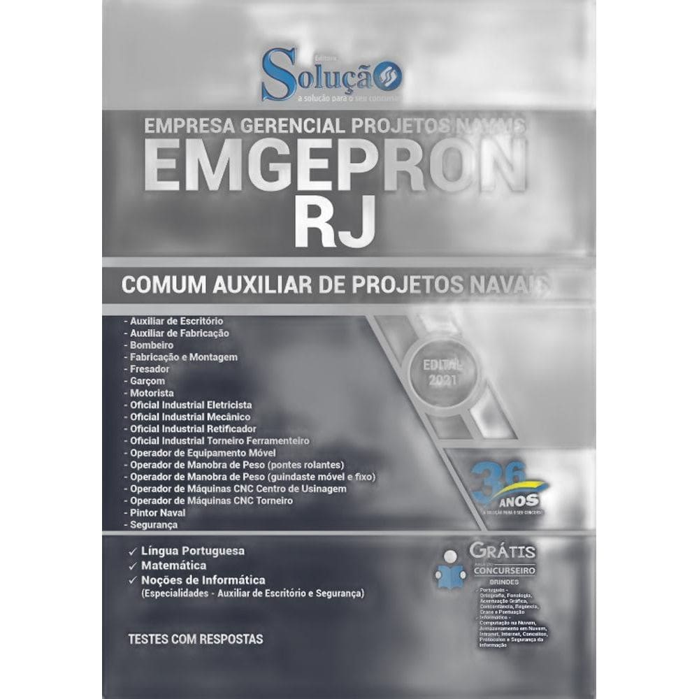 Apostila Emgepron Rj - Auxiliar De Projetos Navais
