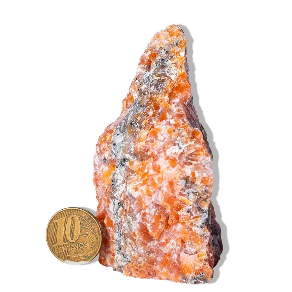 01 Calcita Laranja Pedra Pé Serrado Natural 100 a 200g TipoB