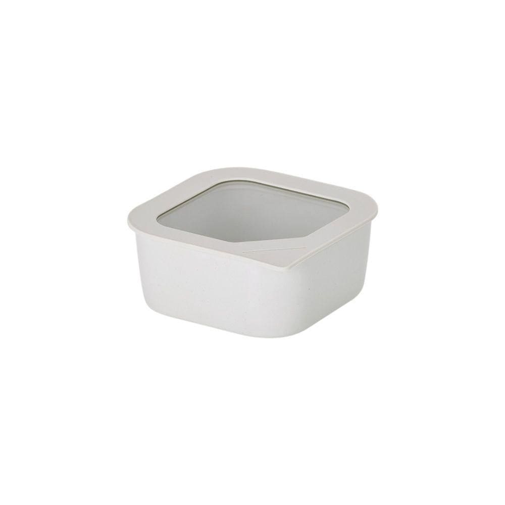 Pote Quadrado De Cerâmica - Tampa De Vidro - 650ml - Fika One - Cor Branco