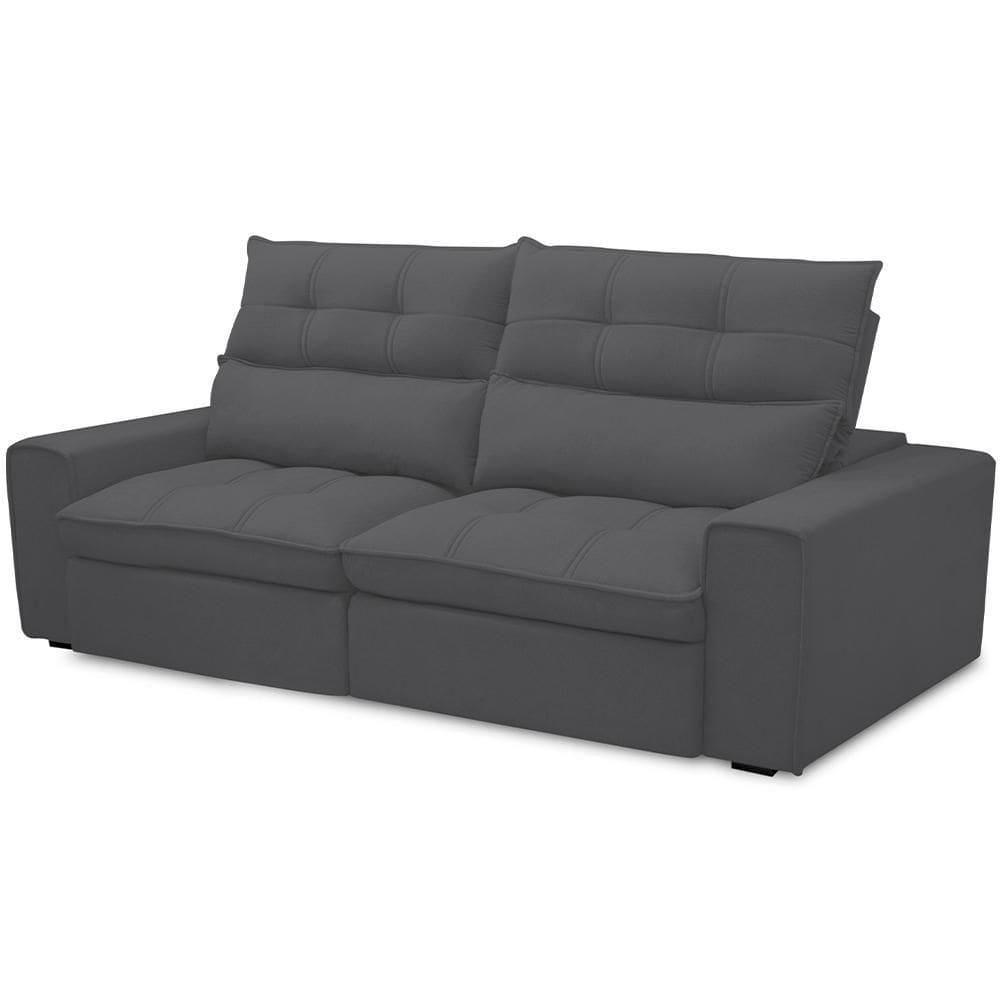 Sofá Retrátil Reclinável Para Sala De Estar Living 230cm Dimas F04 Bouclê Grafite