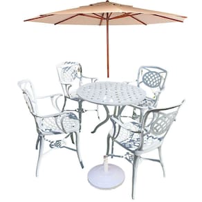 Conjunto De Jardim Com Mesa, 4 Cadeiras Havana E Ombrelone Piscina Bege