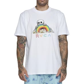 Camiseta RVCA Rainbow Skull SM25 Masculina Branco