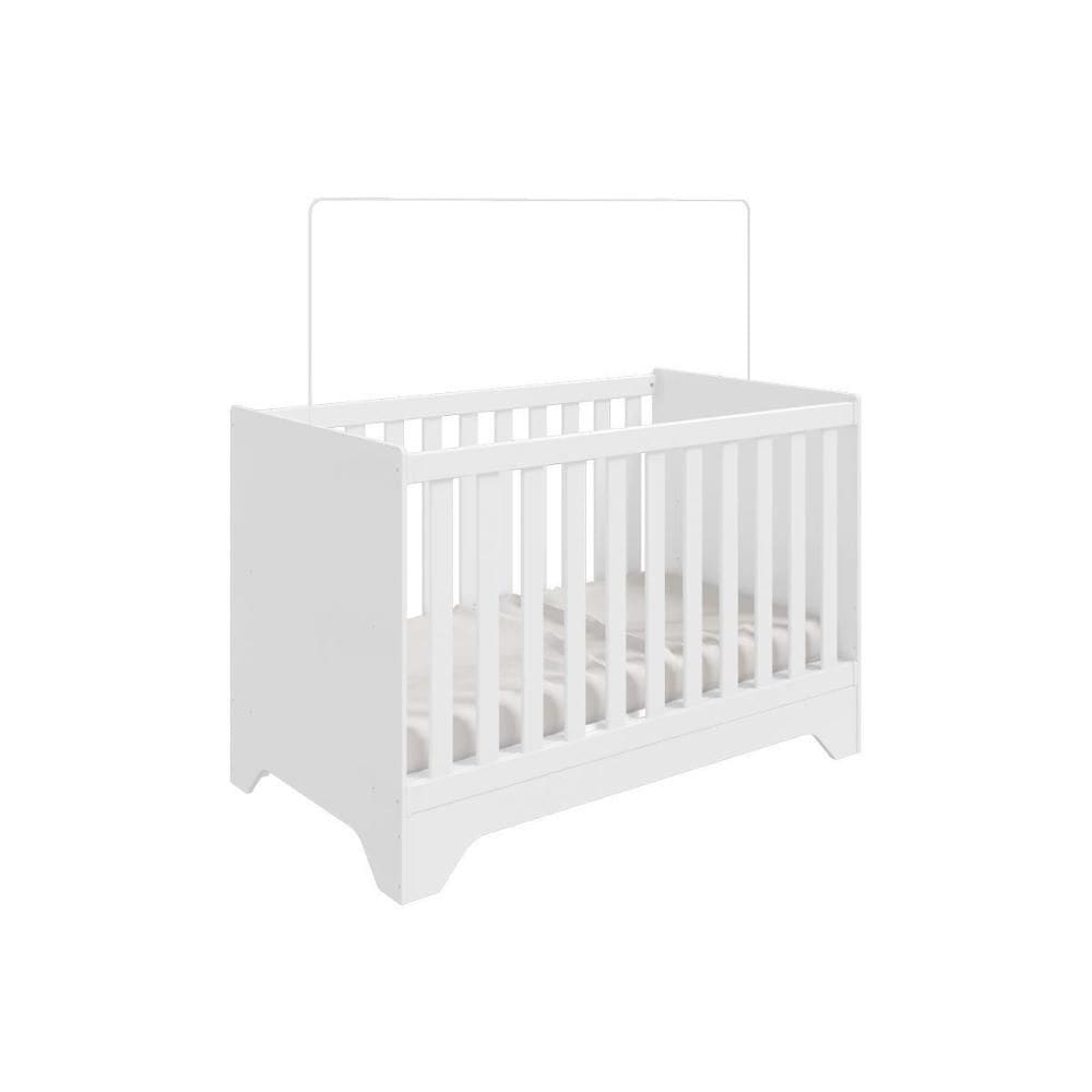 Berço Infantil Popy Retrô Branco Brilho - Peroba