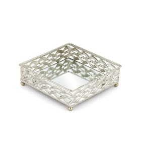Bandeja Espelhada Quadrada Francesa Prata 16cm X 16cm - Mek