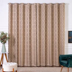Cortina Turin Jacquard Semiblackout Floral 3,00x2,80m Para Sala Quarto Varão 3m Ilhóses - Avelã