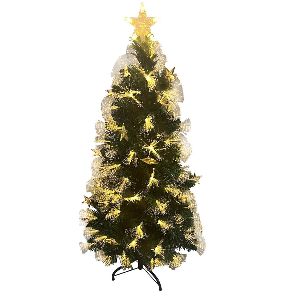 Arvore De Natal Fibra Otica Completa Led Natalino Luz Festa Estrela Decoraçao Casa Predio Evento Loja