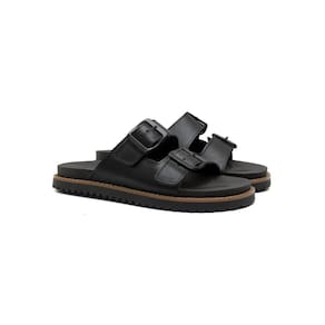 Papete Feminina Sandália Couro Flatform Ajuste Fivelas