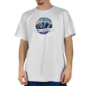 Camiseta GG Masculina Columbia Branca Algodão Manga Curta