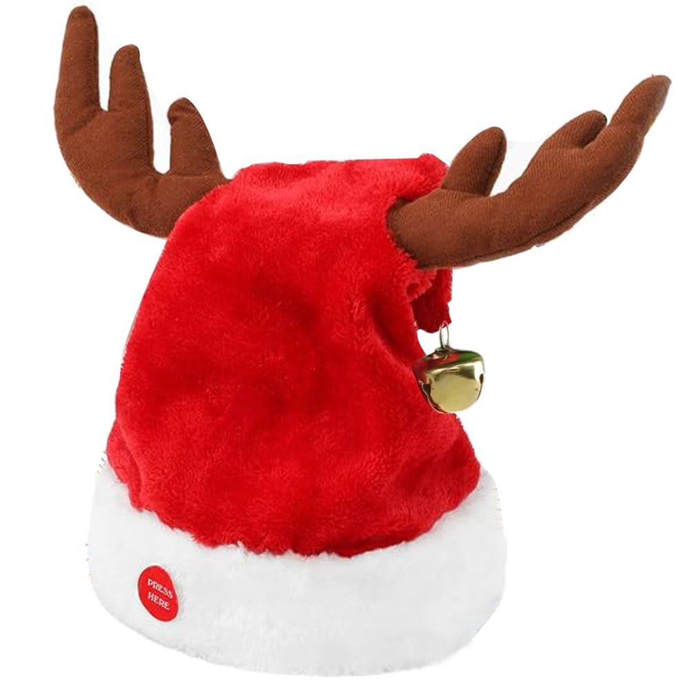 Gorro Natal Musical Orelhas Rena Movimenta Musica Natalino Bone Chapeu Papai Noel Fantasia Orelha Alce
